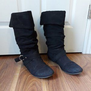 Faux Suede Black Boots